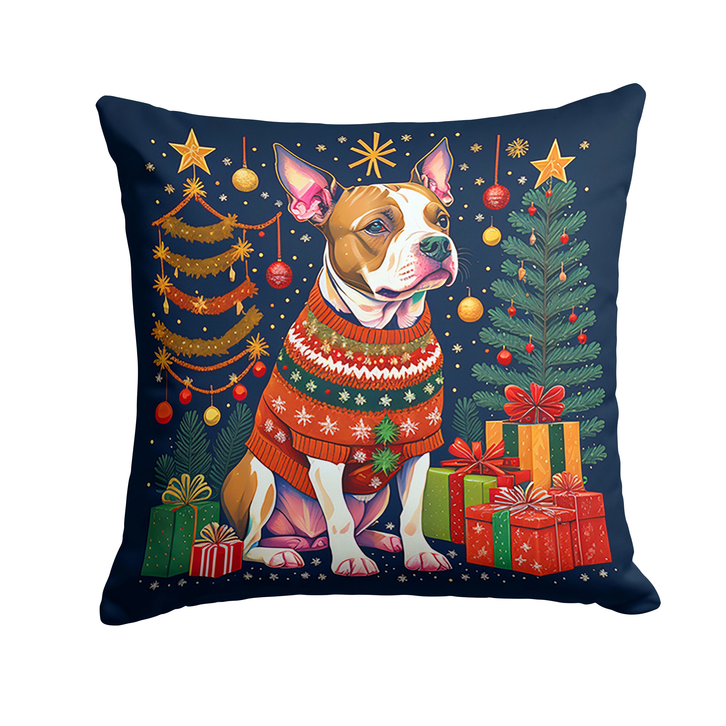Pit Bull Terrier Christmas Throw Pillow