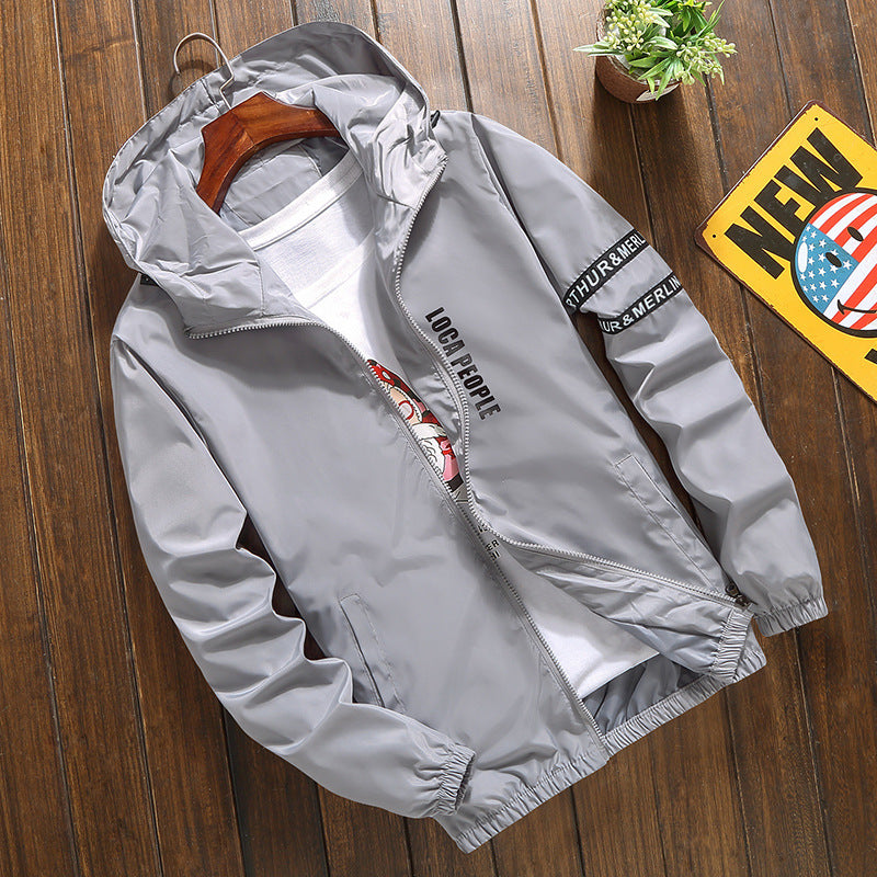 Striped Slim Jacket with Zip Closure