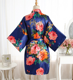 Summer Women's Nightgown with Hand-painted Peony Robe