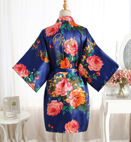 Summer Women's Nightgown with Hand-painted Peony Robe