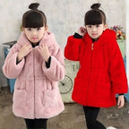 Girls' Wool Sweater Coat - Plush Padded Design