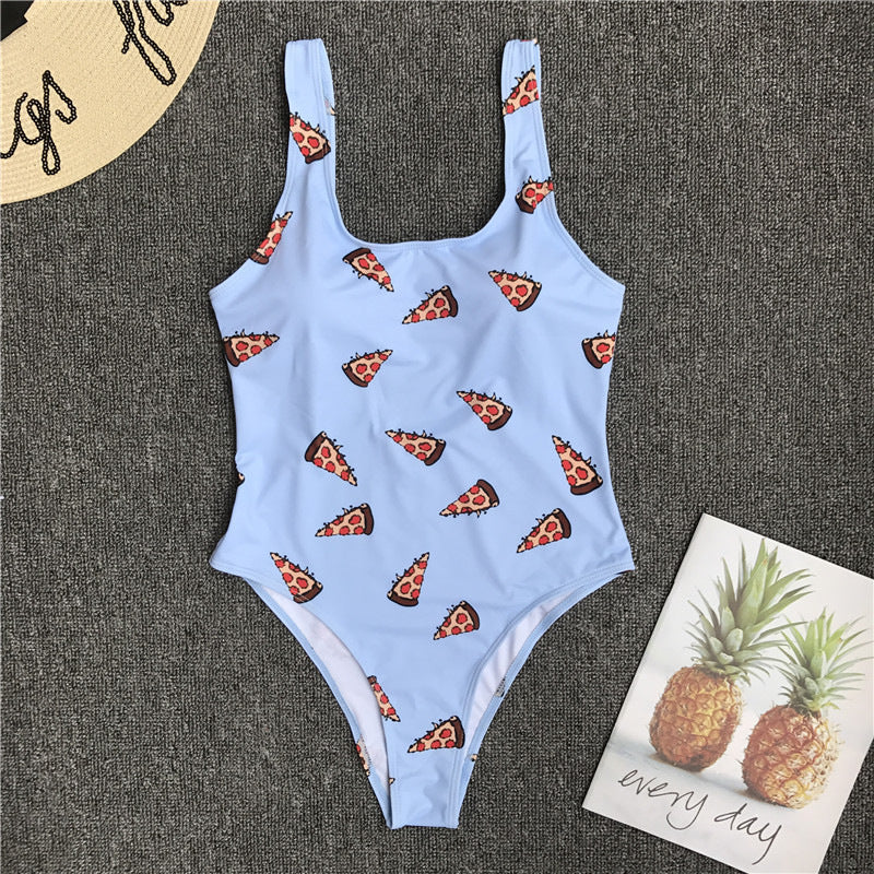 Sexy Backless One-Piece Swimsuit with Sandwich Pattern