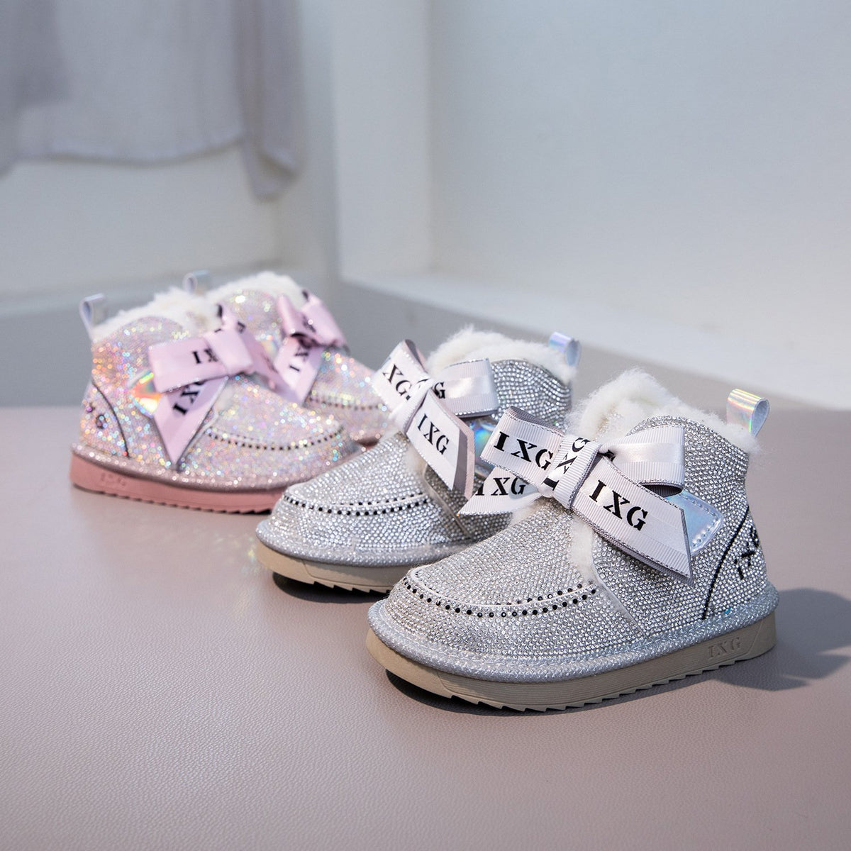 Rhinestone Princess Thermal Cotton Slippers