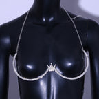 Rhinestone Crown Chest Body Chain