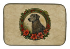 Scottish Deerhound Christmas Flowers Dish Drying Mat