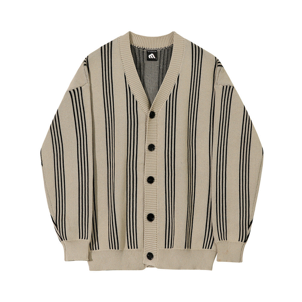 Men's Heavy Slouchy Stripe Knitwear Fashion Coat