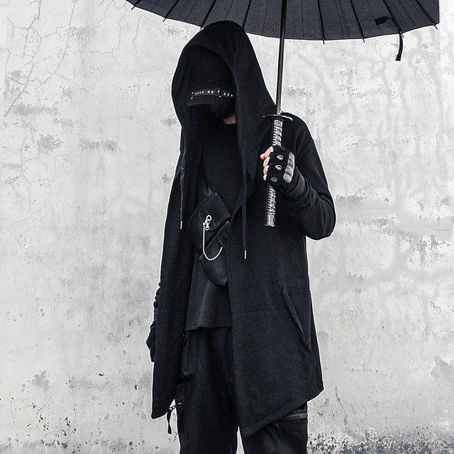 2023 Punk Hip Hop Hooded Trench Coat for Men