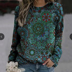 Printed Turtleneck Long Sleeve Sweater for Women