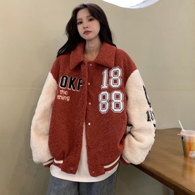 Embroidered Thick Warm Lamb Wool Cotton Coat