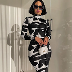 Floral Turtleneck Bodycon Dress