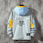 Men's Plus Size Color Block Hooded Jacket