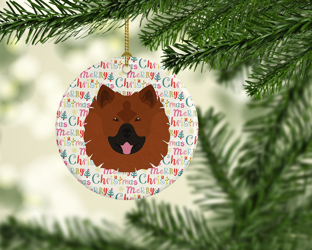 Eurasier Merry Christmas Ceramic Ornament