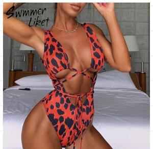 Red Leopard Print Bikini with Thin Straps