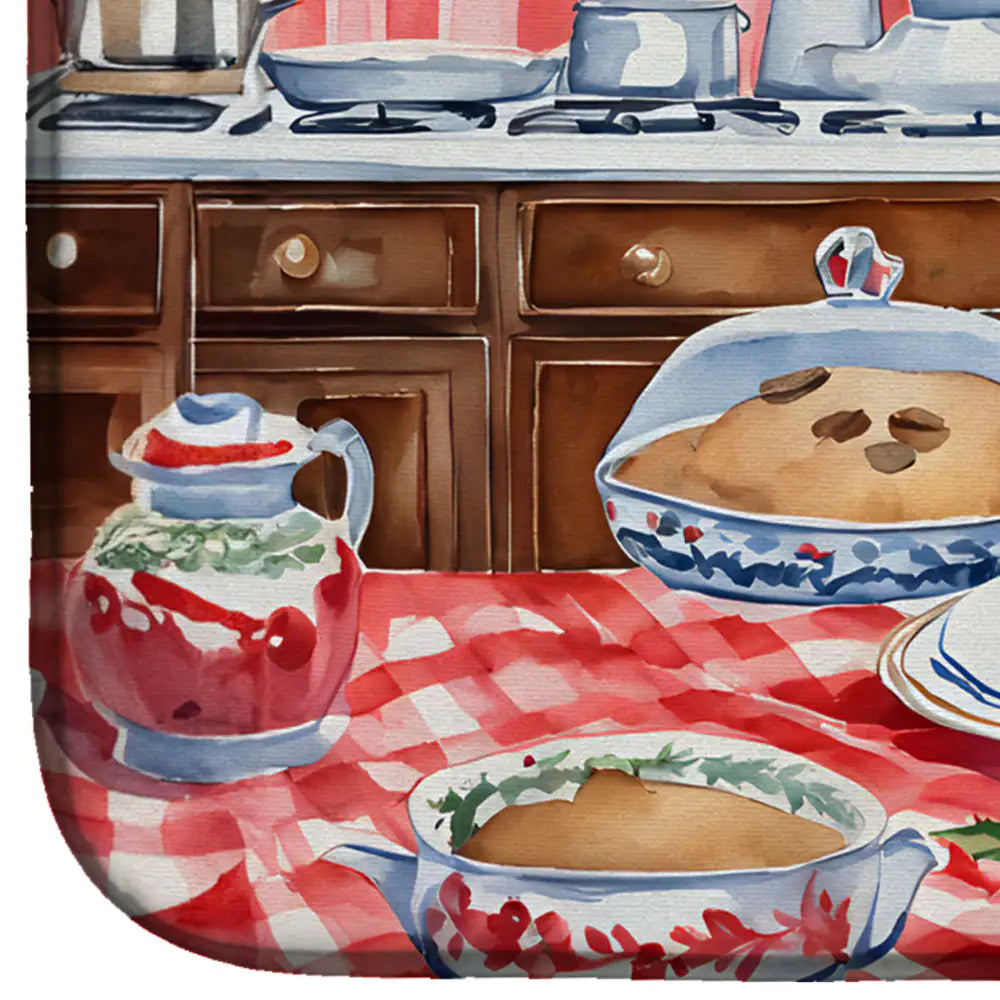 Pug Christmas Cookies Dish Drying Mat