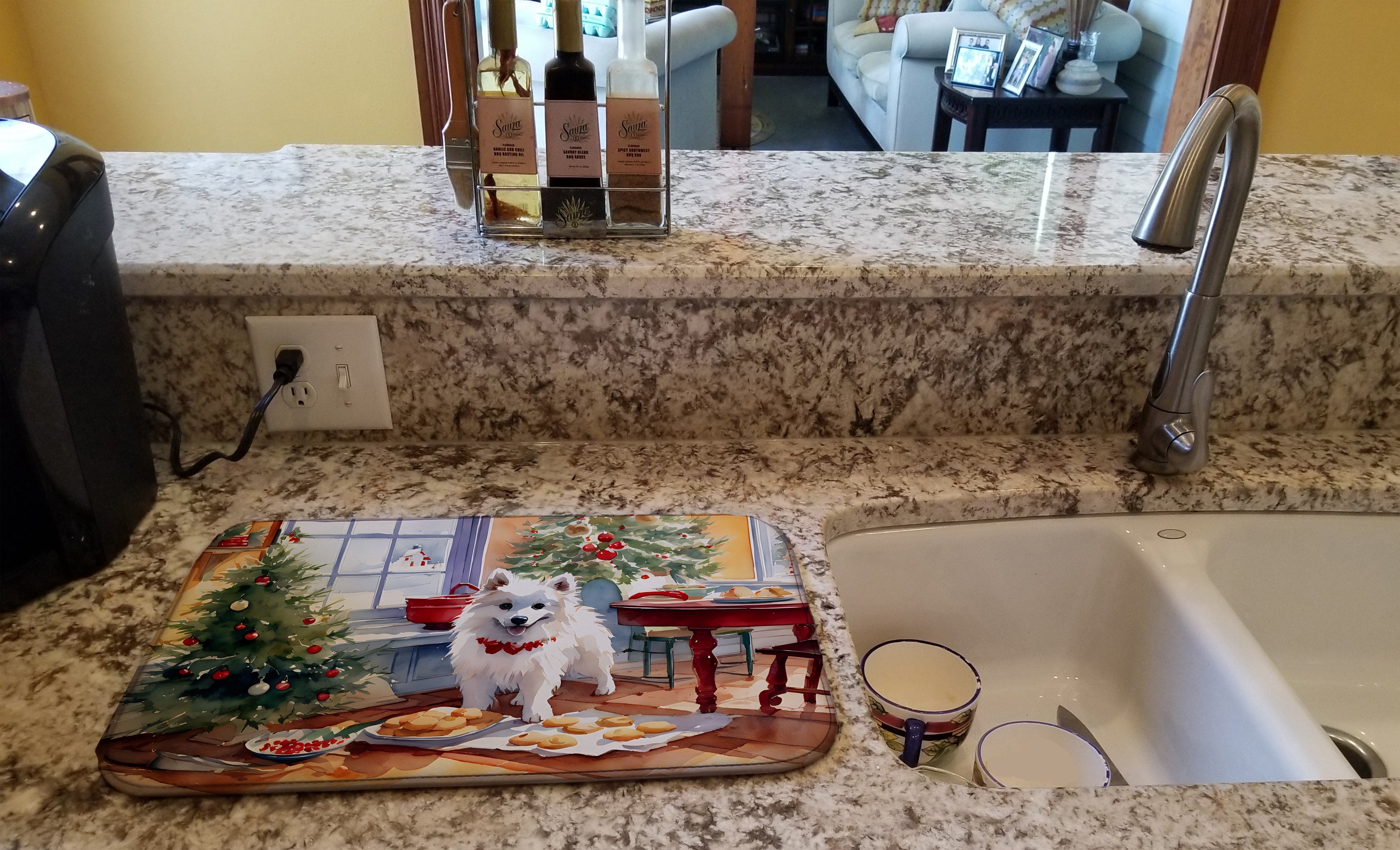 American Eskimo Christmas Cookies Dish Drying Mat