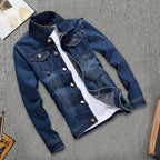 Men's Slim Fit Denim Jacket with Long Sleeves