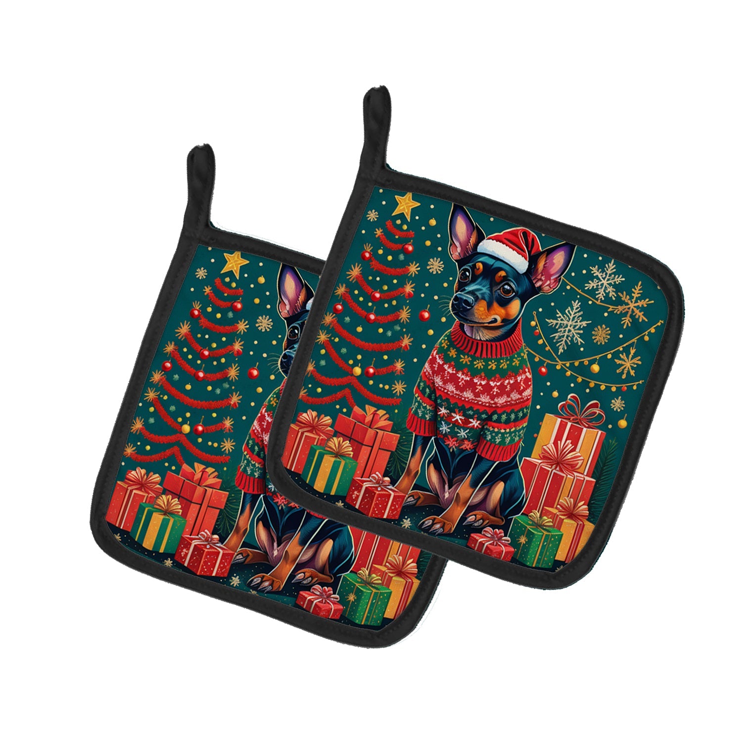 Miniature Pinscher Christmas Pair of Pot Holders