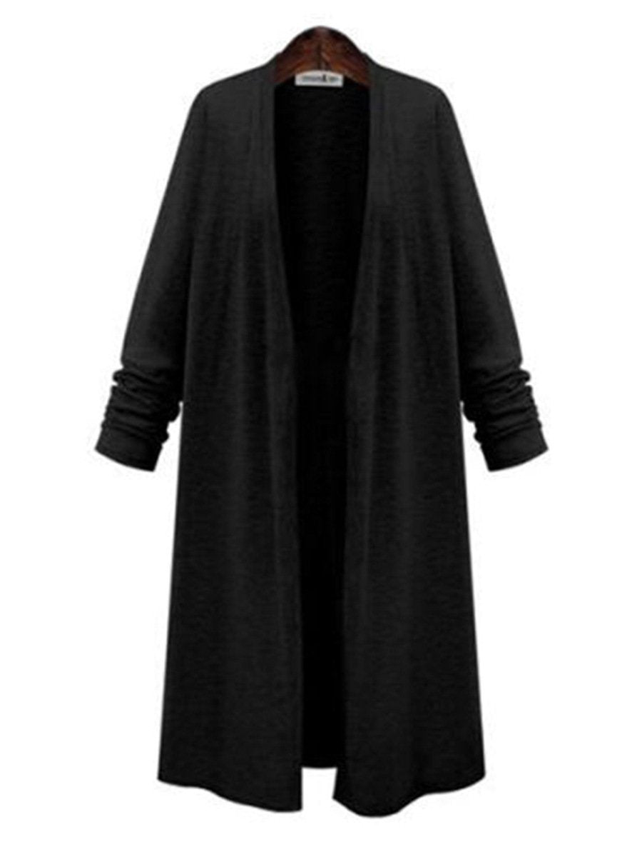 Women's Long Sleeve Knit Trench Cardigan Coat