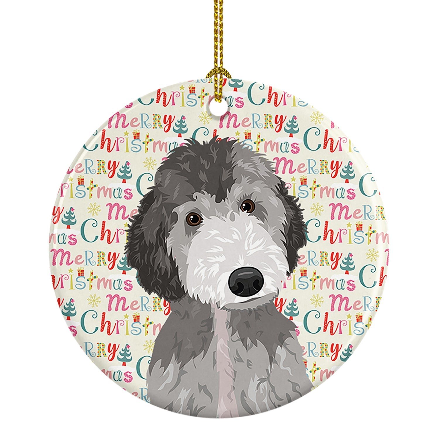 Doodle Silver #1 Christmas Ceramic Ornament