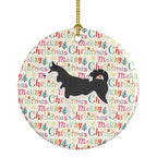 Siberian Husky Merry Christmas Ceramic Ornament