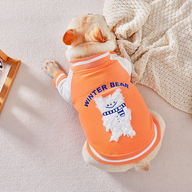 Small Dog Baseball Suit Cardigan Coat for Teddy Bugs