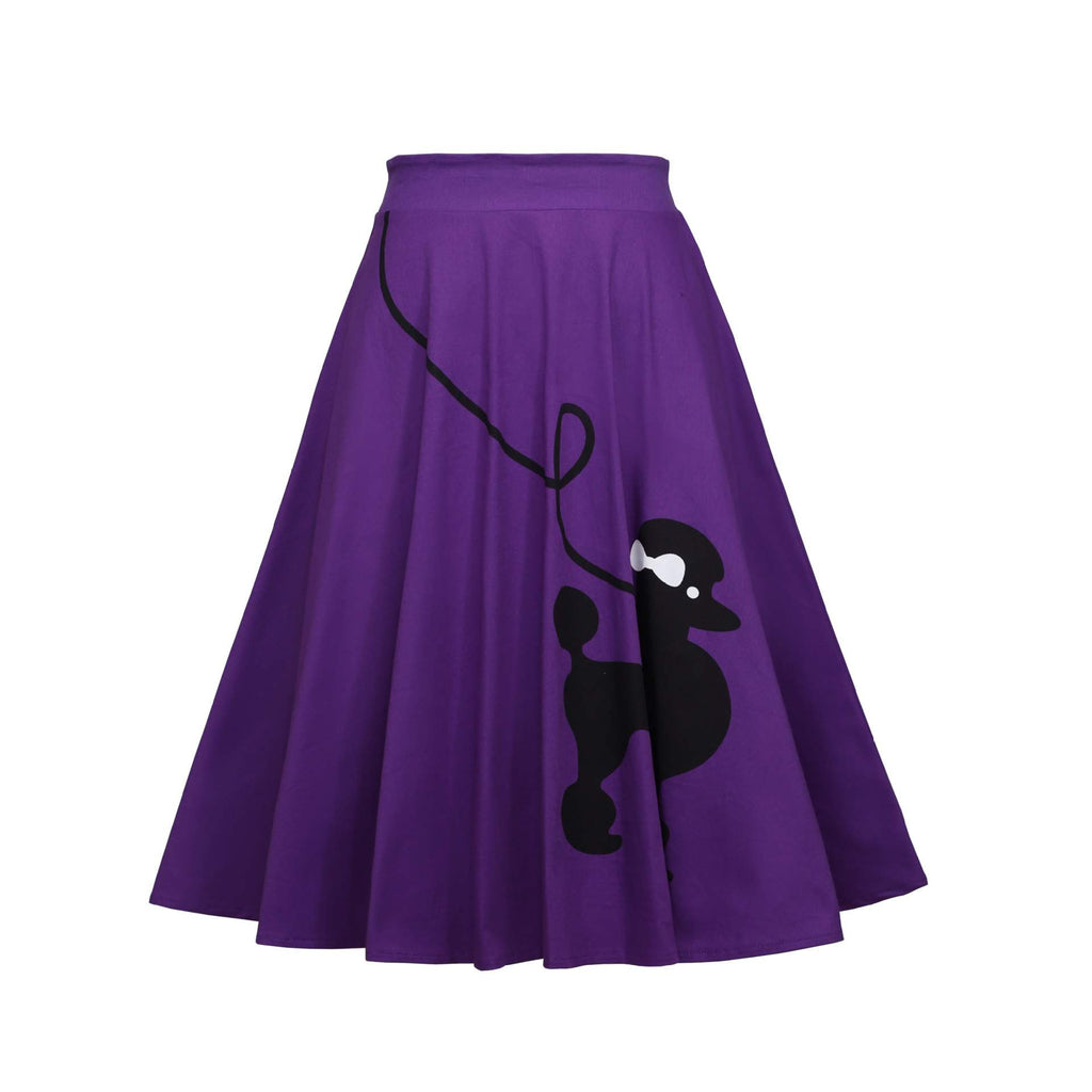 Poodle Print Flared Skirt for Halloween and Christmas