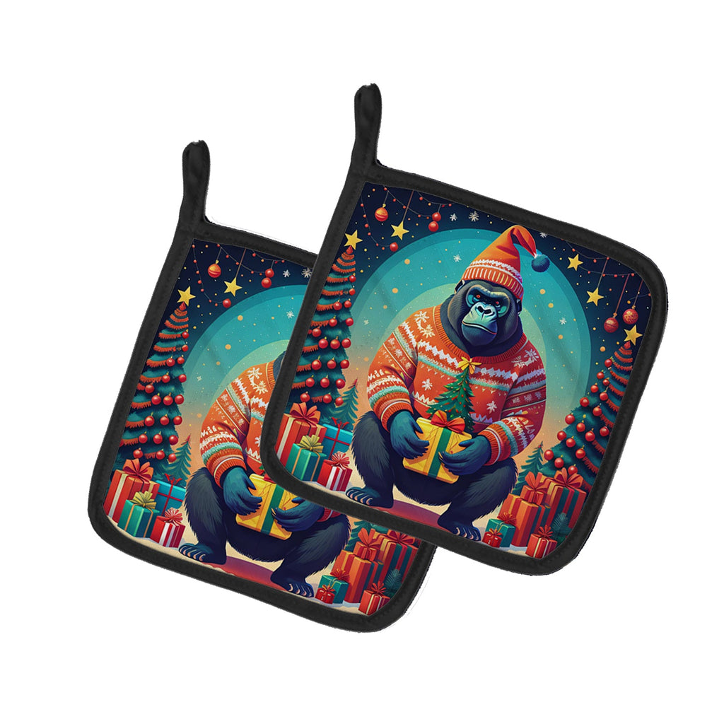 Gorilla Christmas Pair of Pot Holders