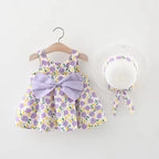 Summer Baby Girl Beach Princess Dress with Bow & Flowers
