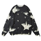 Heavy Industry Color Matching Star Round Neck Sweater