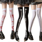 Halloween Christmas Party Blood Print Thigh High Socks