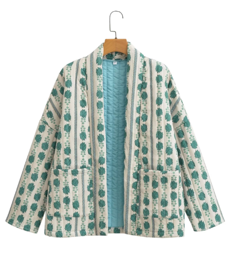 Ethnic Quilted Cotton Printed Jacket (One Piece)