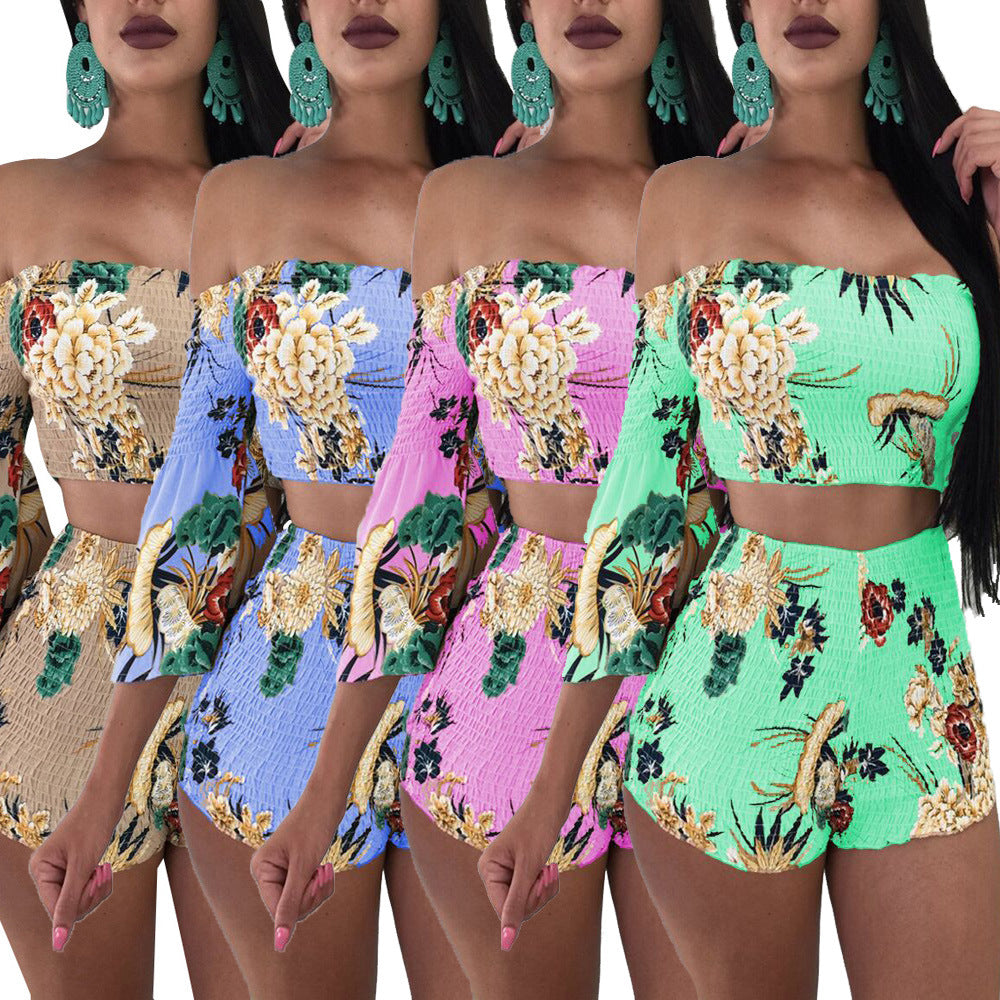 2019 Women's Casual Top and Shorts Beach Set