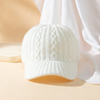 Women's Knitted Wool Solid Color Warm Peaked Cap | Embroidered Cap