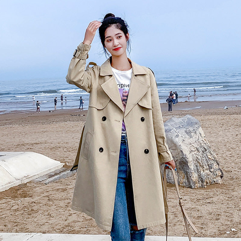 Mid-Length Solid Color Loose Casual Windbreaker Vest