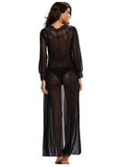 Sheer Lace Long Robe Lingerie Set