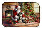 Norwegian Elkhound and Santa Claus Dish Drying Mat