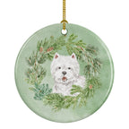 West Highland White Terrier Smiling Christmas Wreath Ceramic Ornament