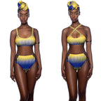 2019 High Waist Bikini Set with Striped Print