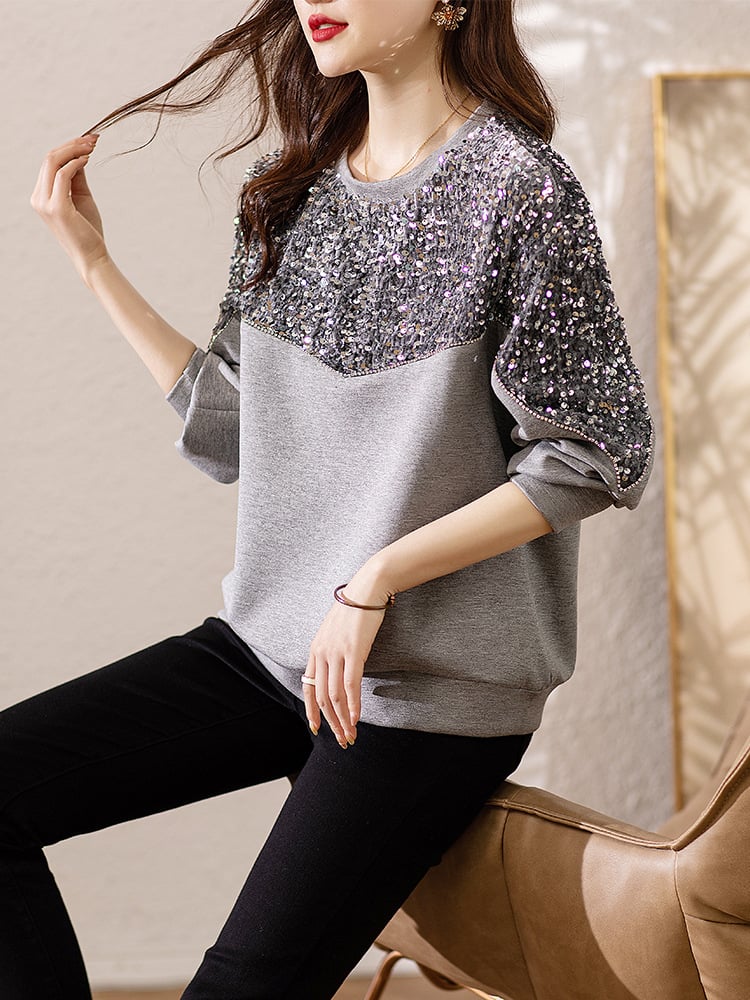Elegant Slimming Air Cotton Sweater with Sequins
