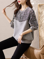 Elegant Slimming Air Cotton Sweater with Sequins