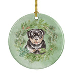 Rottweiler Puppy Christmas Wreath Ceramic Ornament