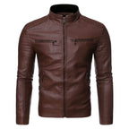 Men's Lightweight Striped PU Leather Jacket (Plus Size)