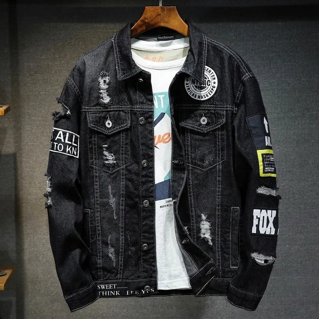 High-Quality Ripped Denim Jacket for Men and Women