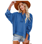 Hooded Solid Color Sweater for Women with Collar Straps