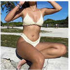 Sexy White Lace Trim Bikini Set