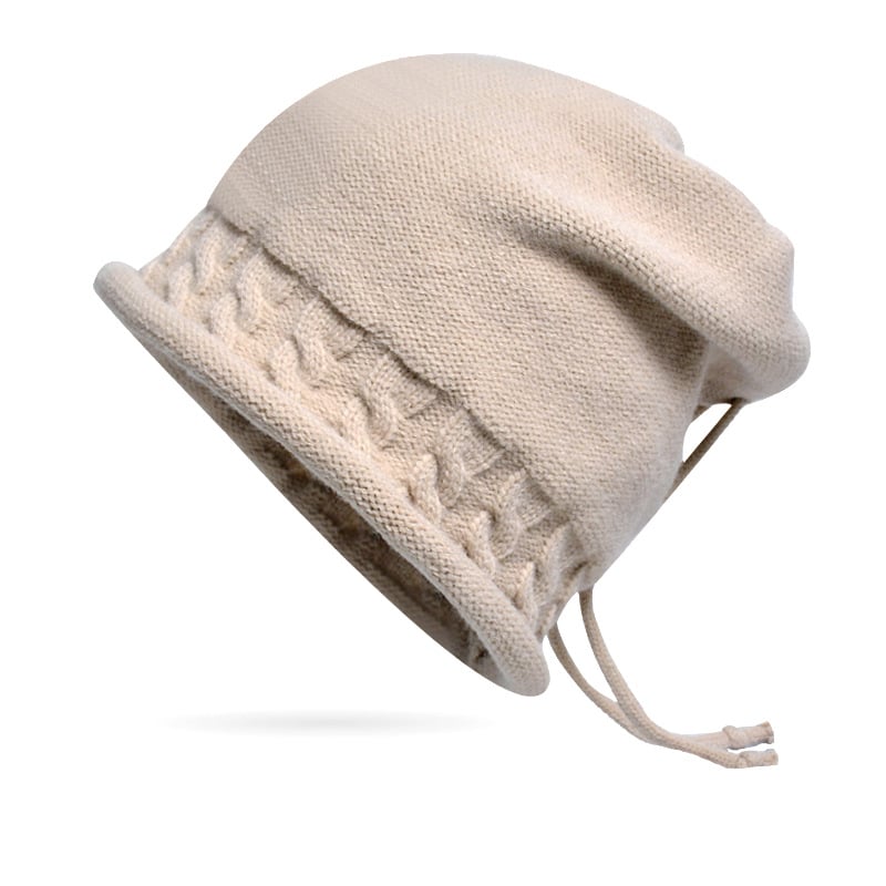 Women's Warm Pullover Hat with Drawstring Design | Streetwear