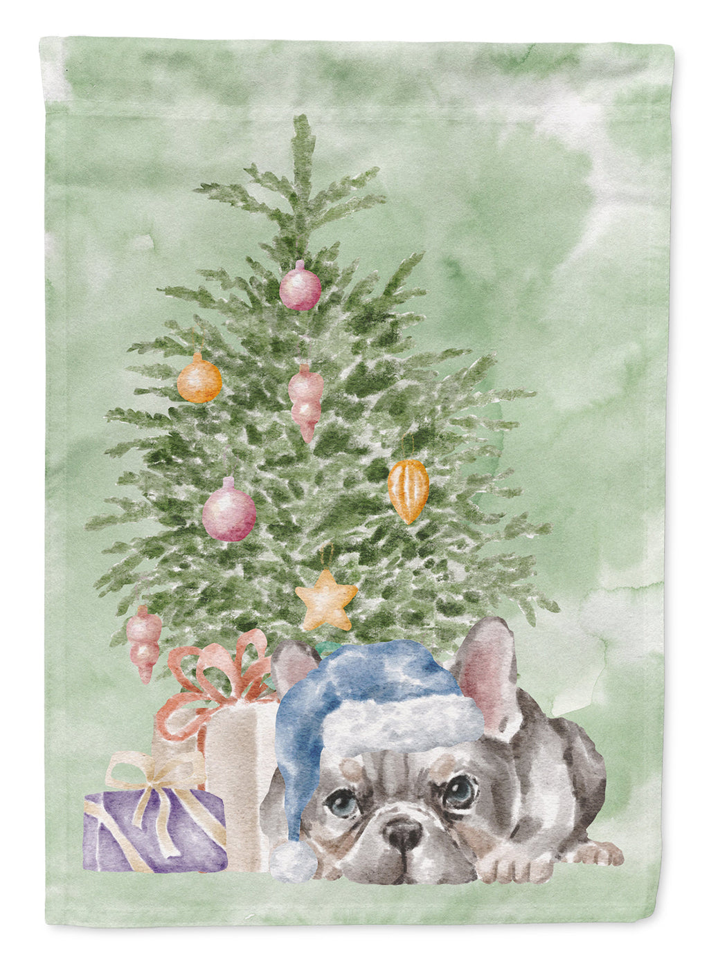 French Bulldog Black #1 Christmas Presents and Tree Garden Flag