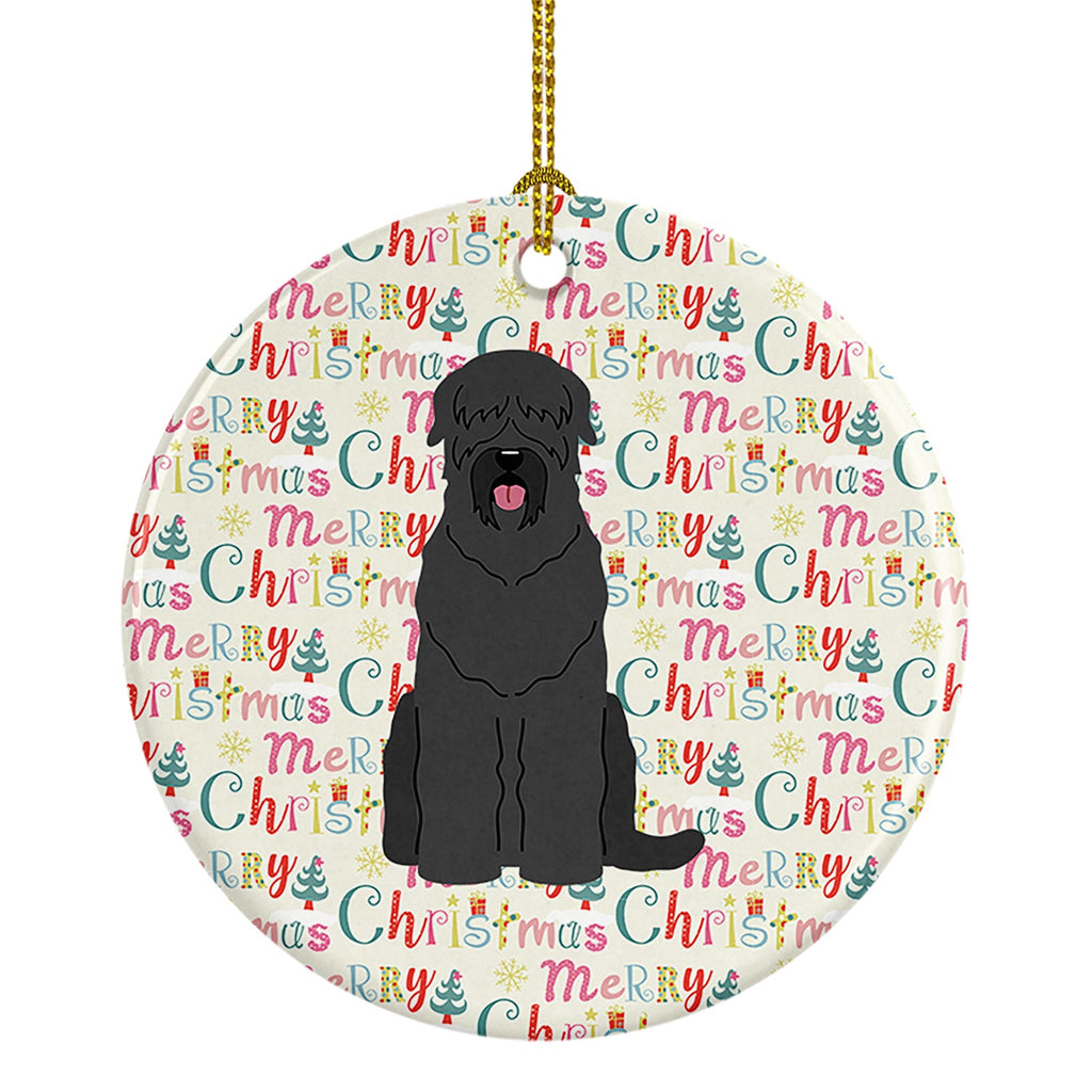 Merry Christmas Black Russian Terrier Ceramic Ornament