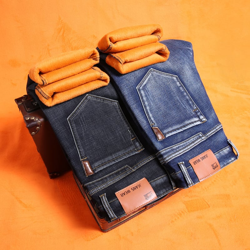 Men's Slim Fleece Stretch Straight Jeans