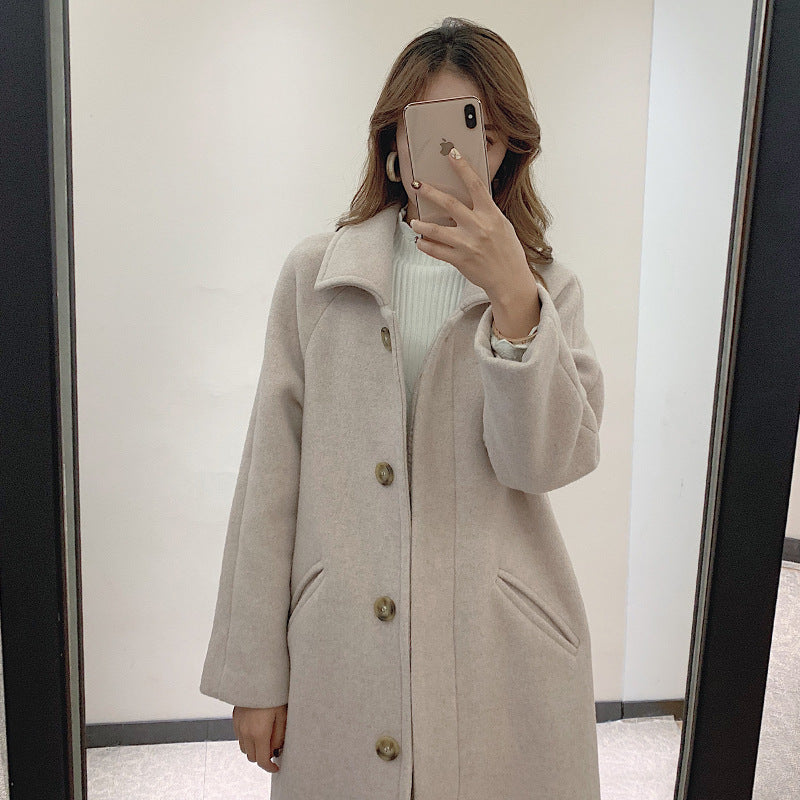 Trendy Women's Coat in Popular Thin Woolen Fabric